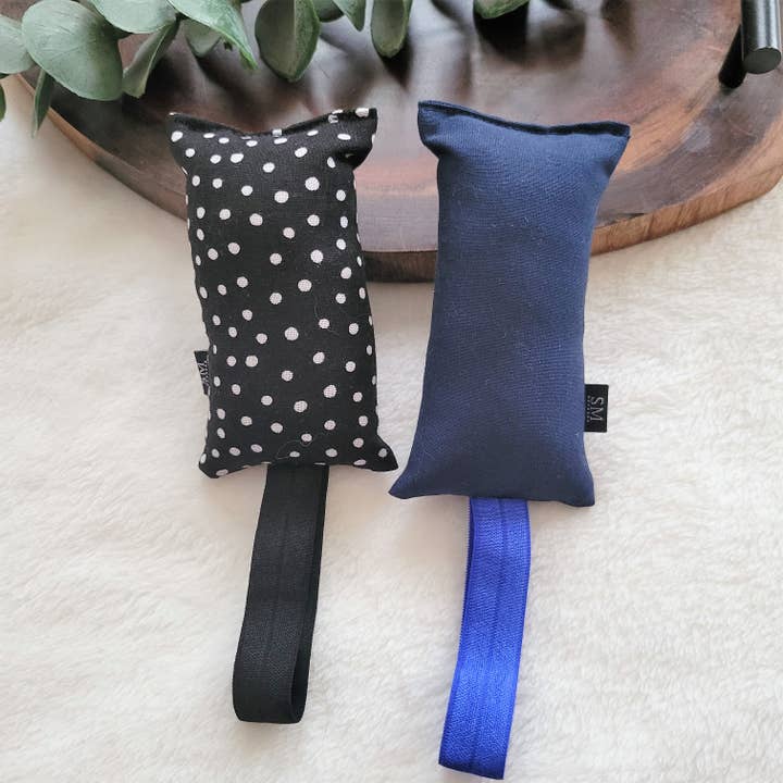 Navy Polka Dot Cat Kick Toys for wholesale by Simple Moon Co.