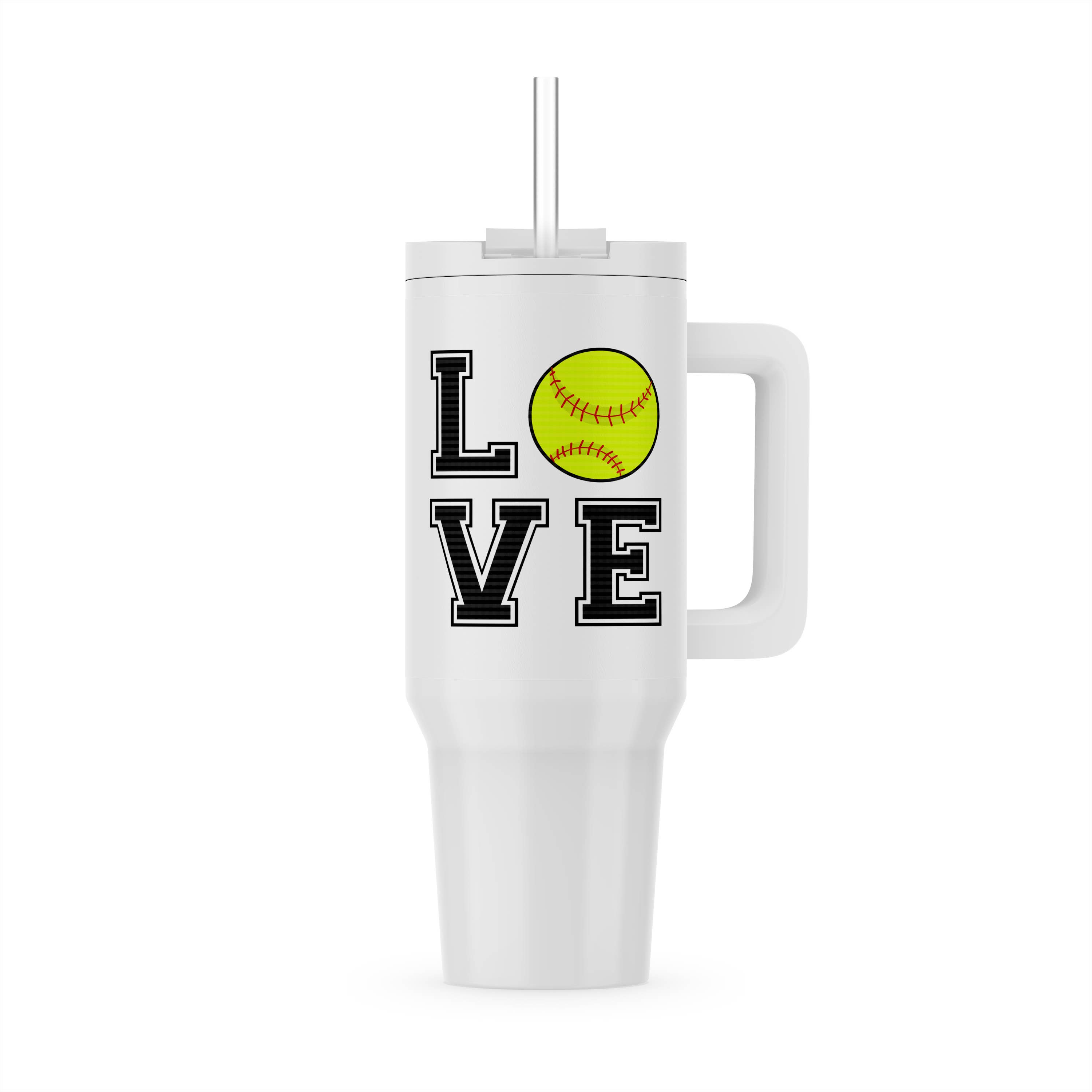 3dRose - Wholesale Insulated Mug/Tumbler - 3dRose, Print of Love Softball, Tumbler5