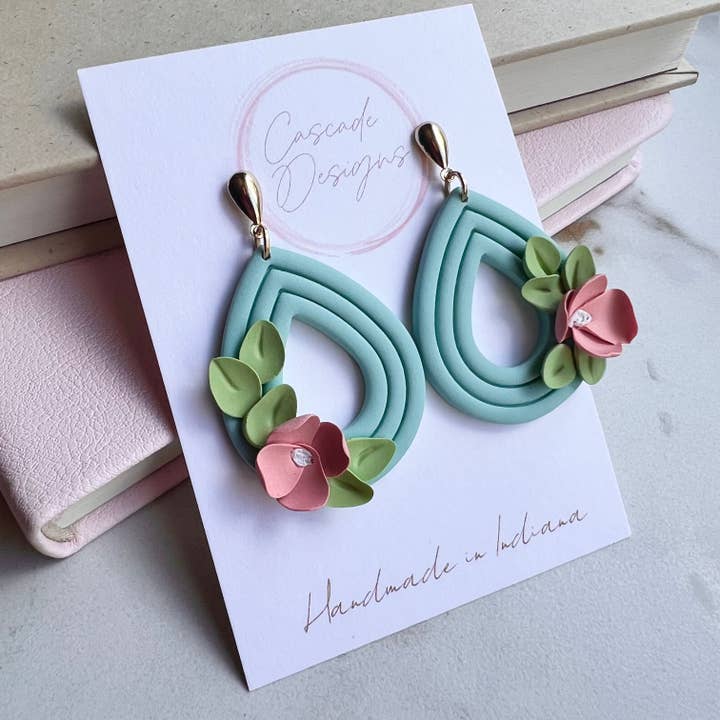 Cascade Designs - Wholesale Dangle Earrings - The Penelope | Floral Drop Clay Earrings3