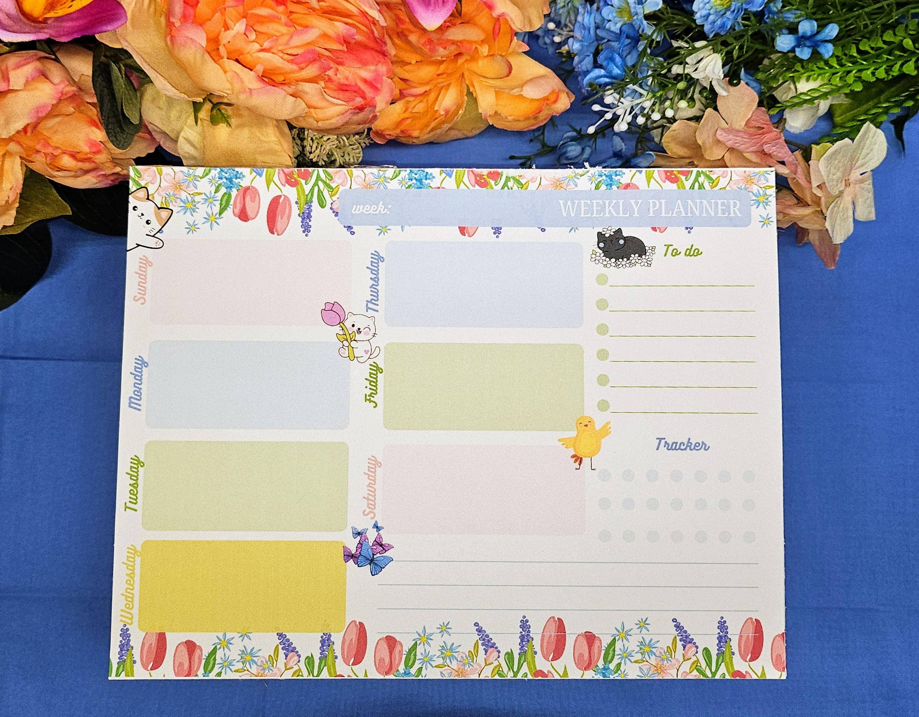Autumnmist Boutique - Wholesale Notepad - Whiskers & Wildflowers Weekly Planner Notepad 8.5" x 11"2