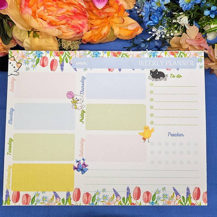 Autumnmist Boutique - Wholesale Notepad - Whiskers & Wildflowers Weekly Planner Notepad 8.5" x 11"2