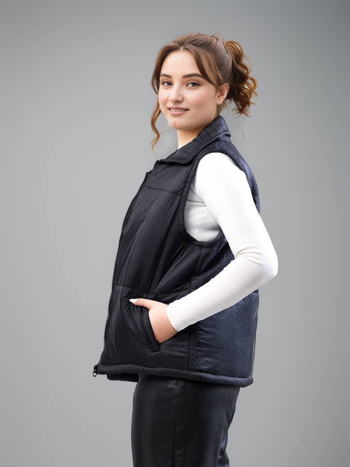 Hushy Wear – Großhandel Oberbekleidungsweste – Damen – Puffer Weste - Schwarz