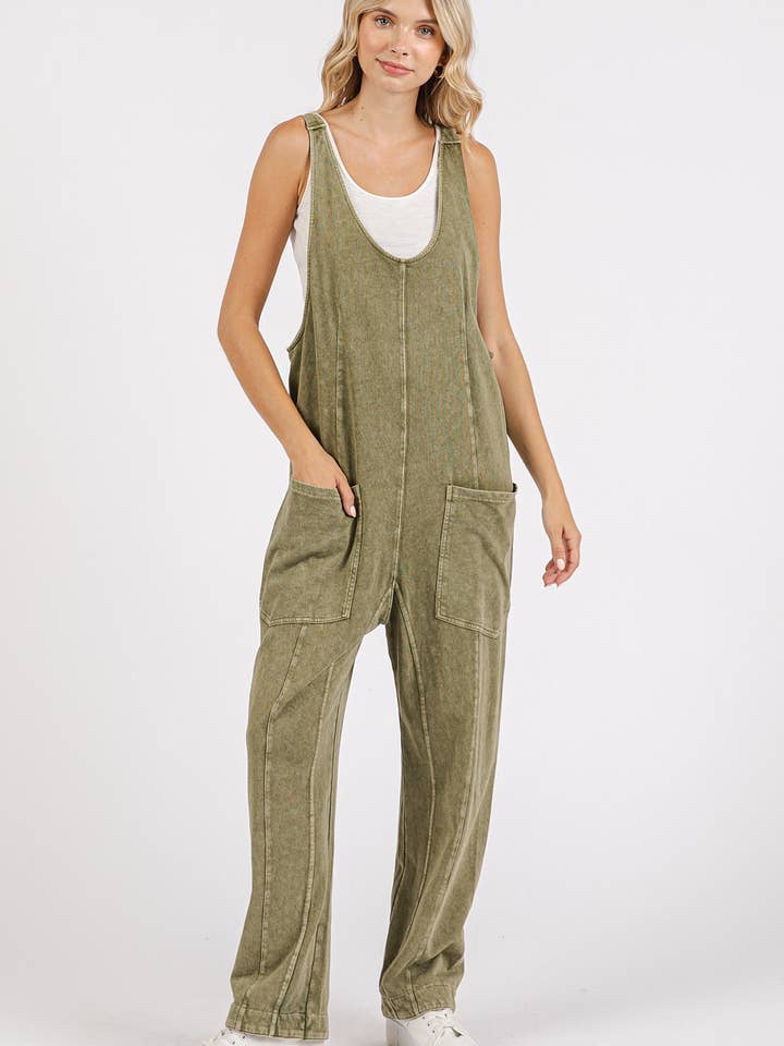 Mineralvasket ærmeløs harem jumpsuit med løs pasform for engroshandel hos mittoshop