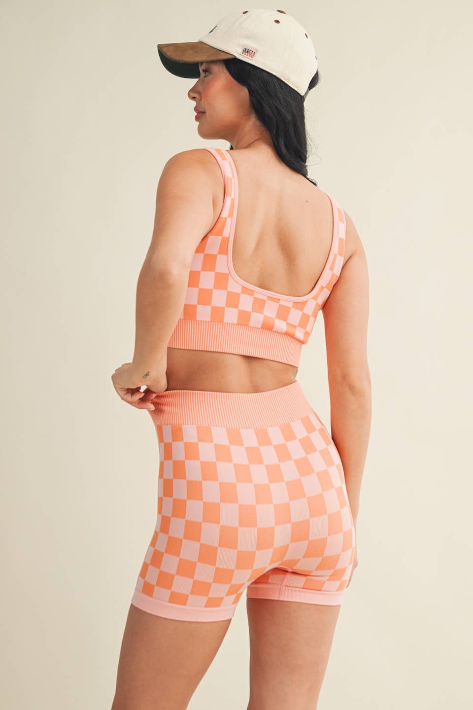 KIMBERLY C - Wholesale Activewear Set - Women's - Checkmate Cropped Two Piece Set53