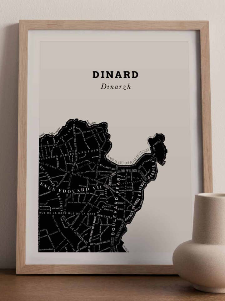 Affiche Le Bon Plan - Dinard Noir & Crème pour la vente par Zébu