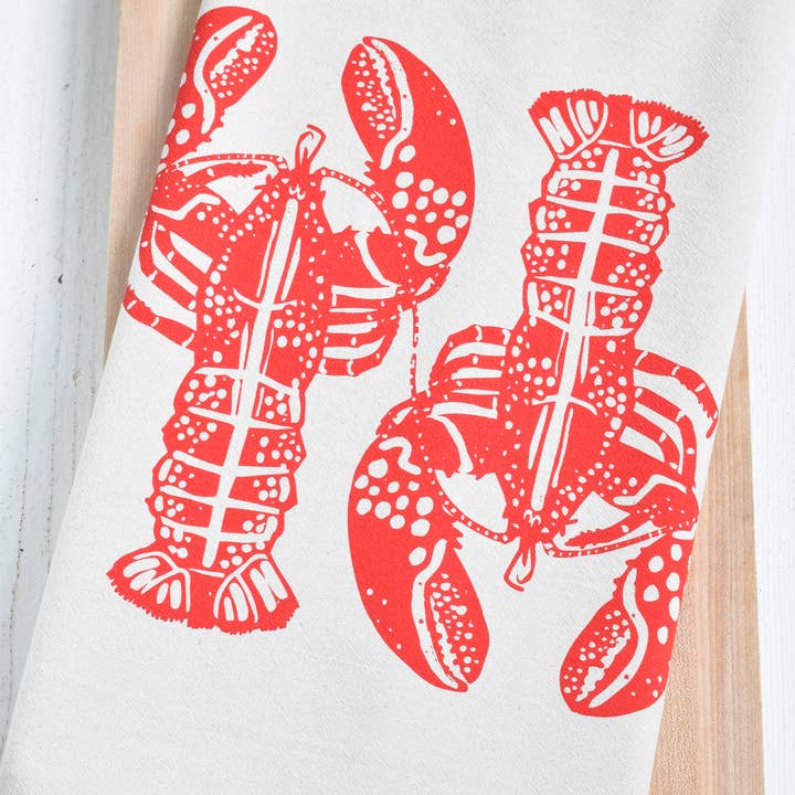 Hearth and Harrow - Wholesale Tea Towel - Double Lobster Tea Towel in Red - Nautical Gifts - Handmade3