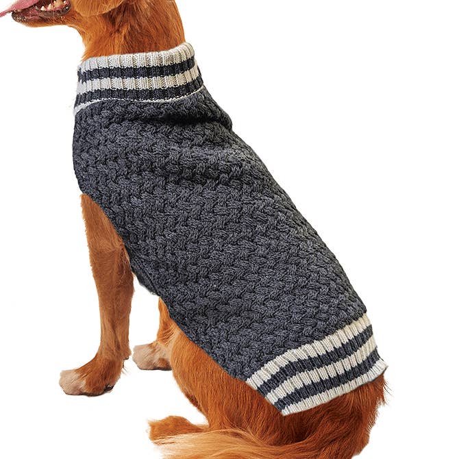 FASHION PET Waffle Knit Sweater Gray L for wholesale by King Wholesale Pet Goods