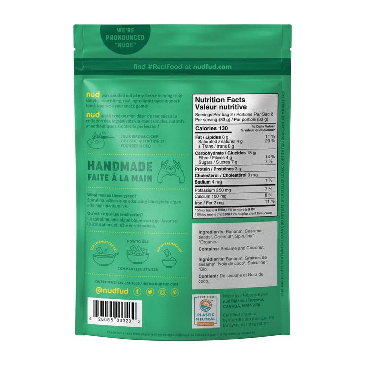 nud fud Inc. – wholesale Snack bar – Spirulina Banana Crisps1