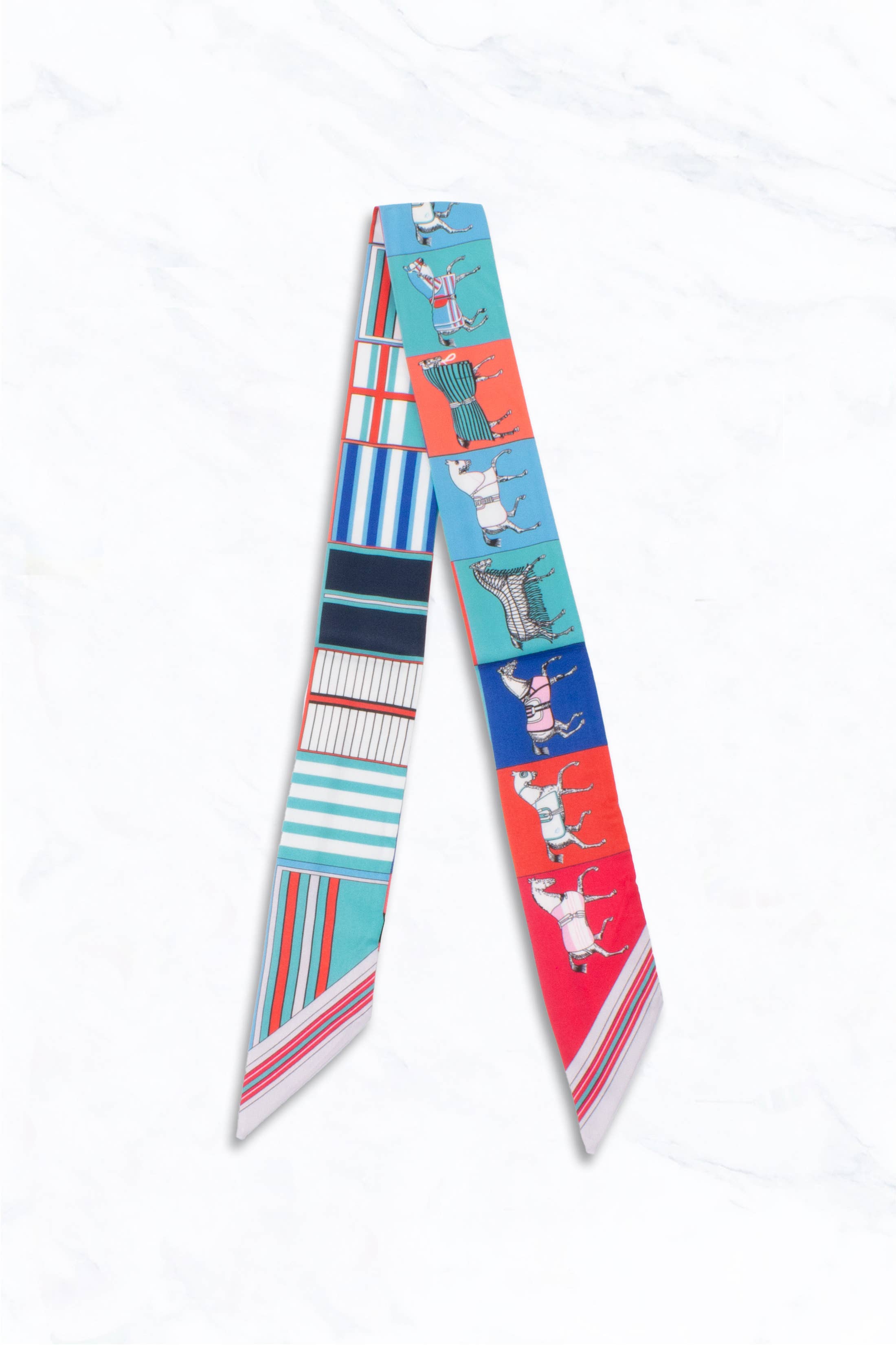 Suzie Q USA - Venta al por mayor Bufanda - Mujer - Caballo en Bufanda Fina de Rayas y Bloques de Colores1