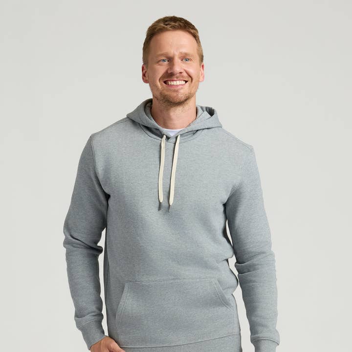 Medium Heather Gray Tall Fleece French Terry Pullover Hoodie for wholesale by True Classic