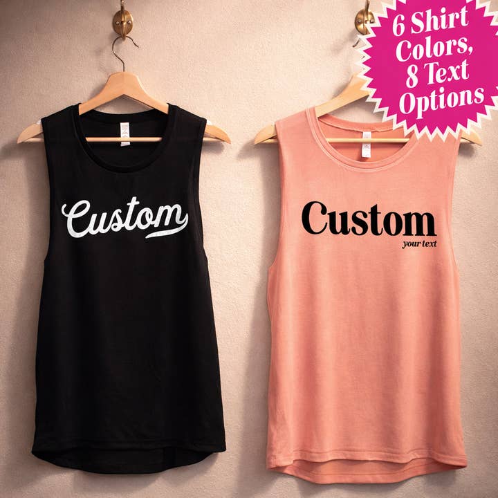 CUSTOM Small Business Muscle Tanks for Yoga, Pilates & more! for wholesale by Nobullwoman Apparel