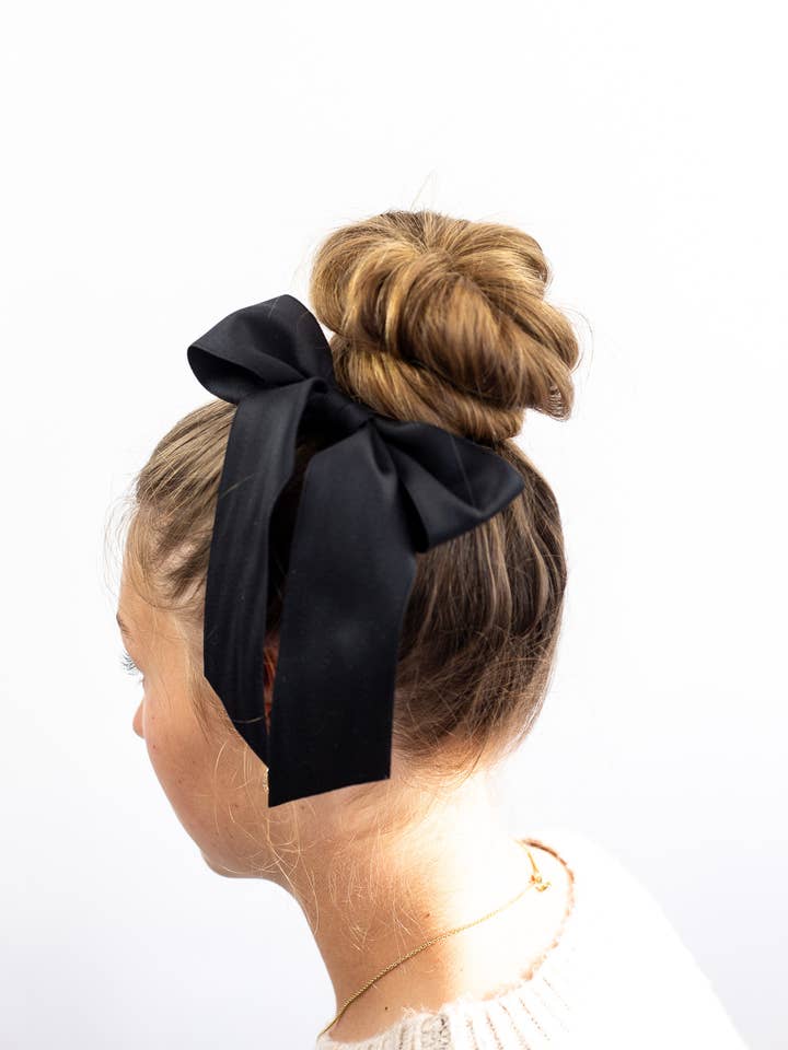 Matte Satin Hair Bow Barrette for Women | Bailee Bow for wholesale by Grace & Grandeur