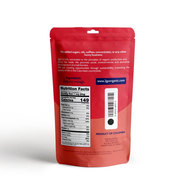 2GO! Organic Snacks - Venta al por mayor Fruta deshidratada - ¡VAMOS 2! ® Mango seco orgánico2