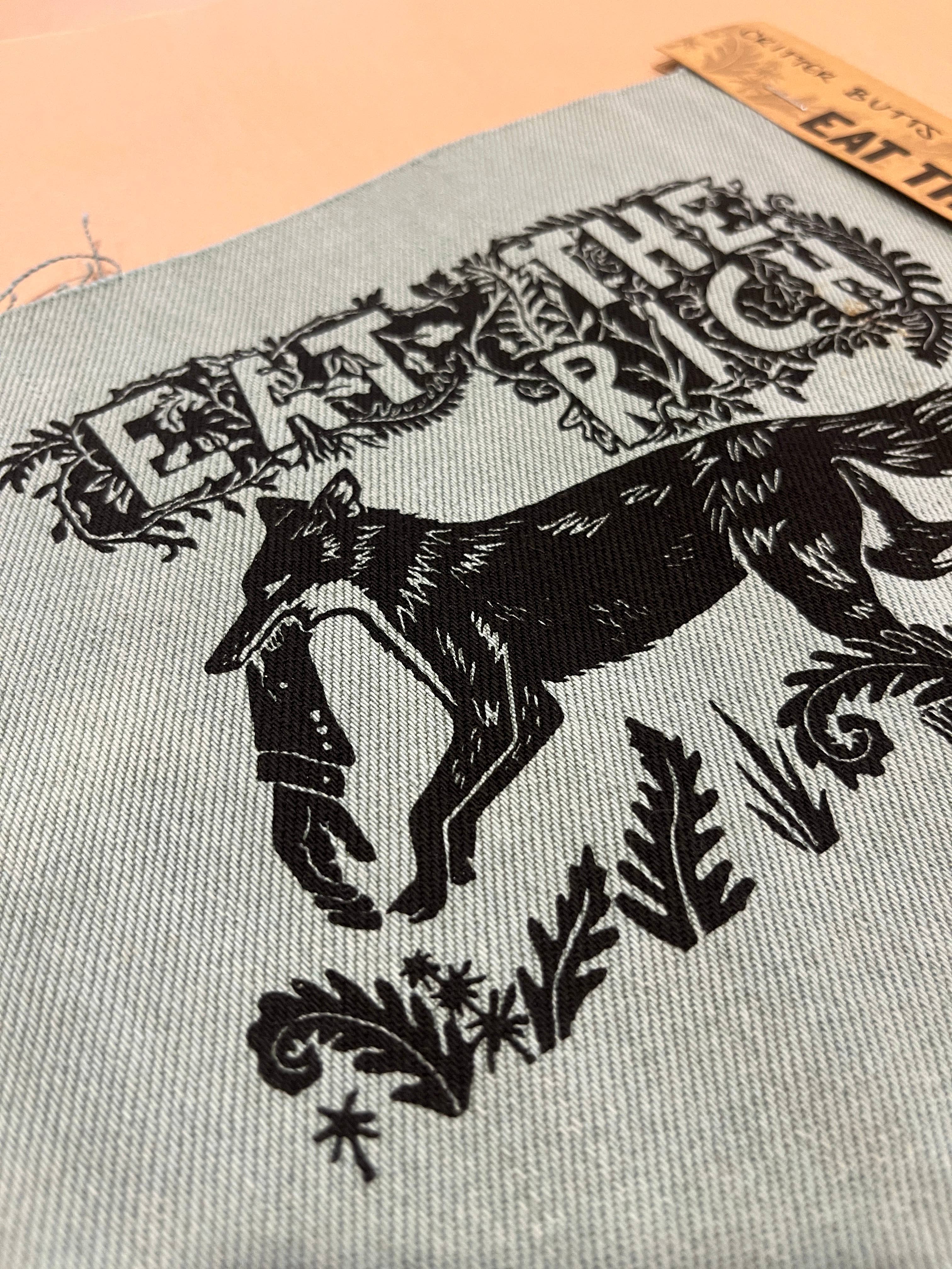Critter Butts - Wholesale Patch - Eat The Rich Patch - Screen print on thrifted denim2