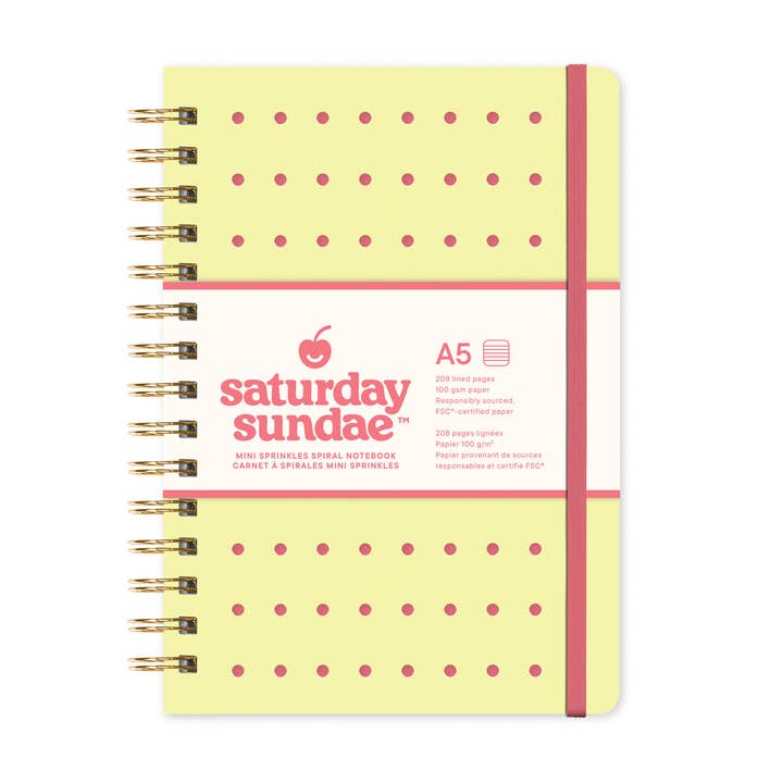 Limoncello A5 Mini Sprinkles Spiral Notebook for wholesale by Saturday Sundae