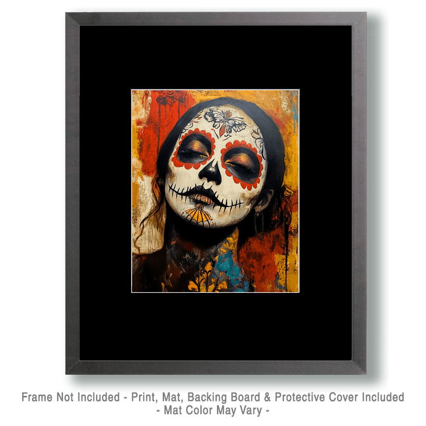 Mowbi - Wholesale Art Print - Pintacaritas Día de Muertos - Skull & Skeleton Art Prints - 8"x10" Art Print for 11"x14" Frame1