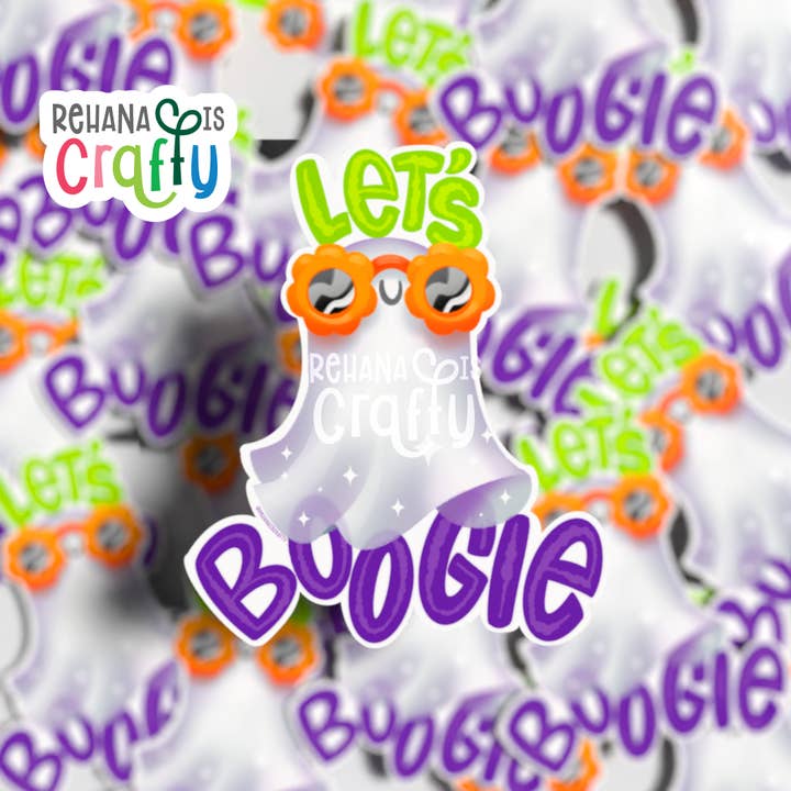 Rehana is Crafty – wholesale Sticker – "Let's Boogie" Disco Ghost | Vinyl Sticker1
