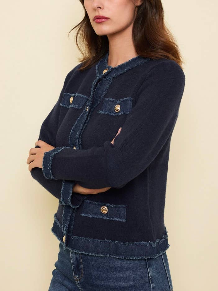 KY CREATION PARIS - Wholesale Cardigan - Women's - Knit vest with denim detail1