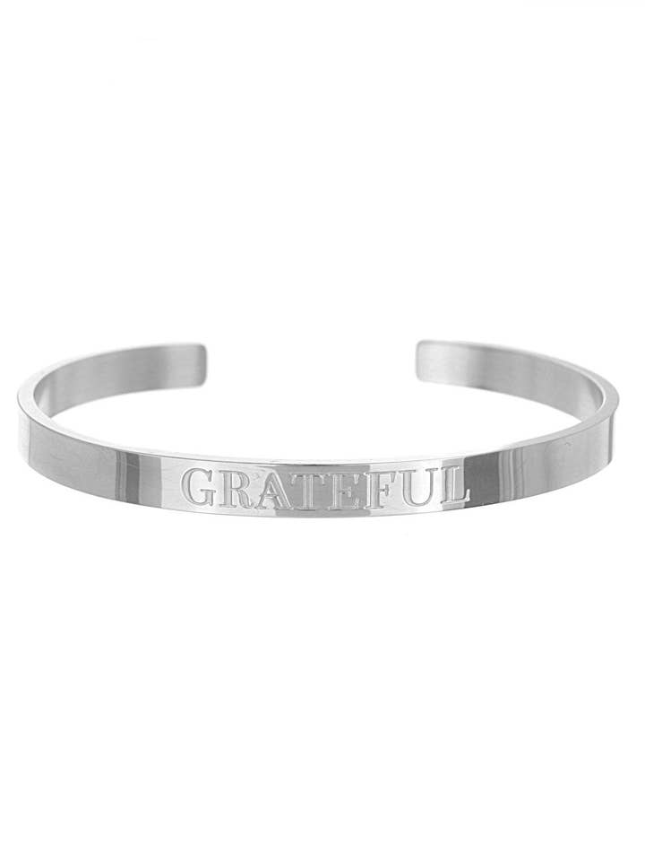 Pulseira Grateful Open Cuff | Prata por atacado de Teresa Collins Studio