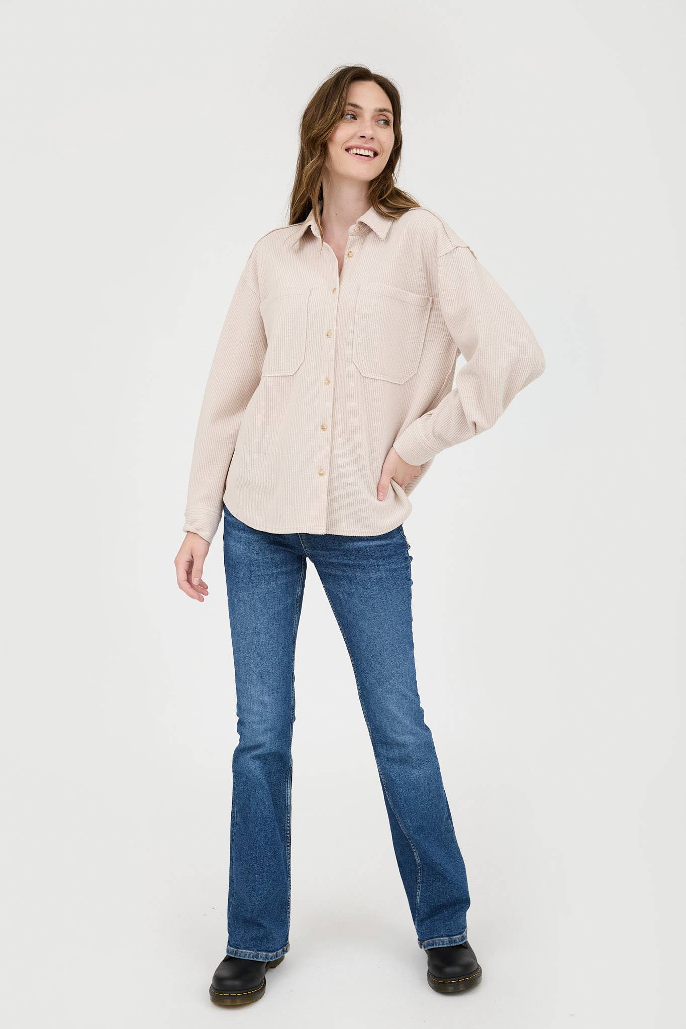 Blu Pepper - Wholesale Knit Top - Women's - RIB KNIT EXPOSED SEAM BUTTON UP TOP4