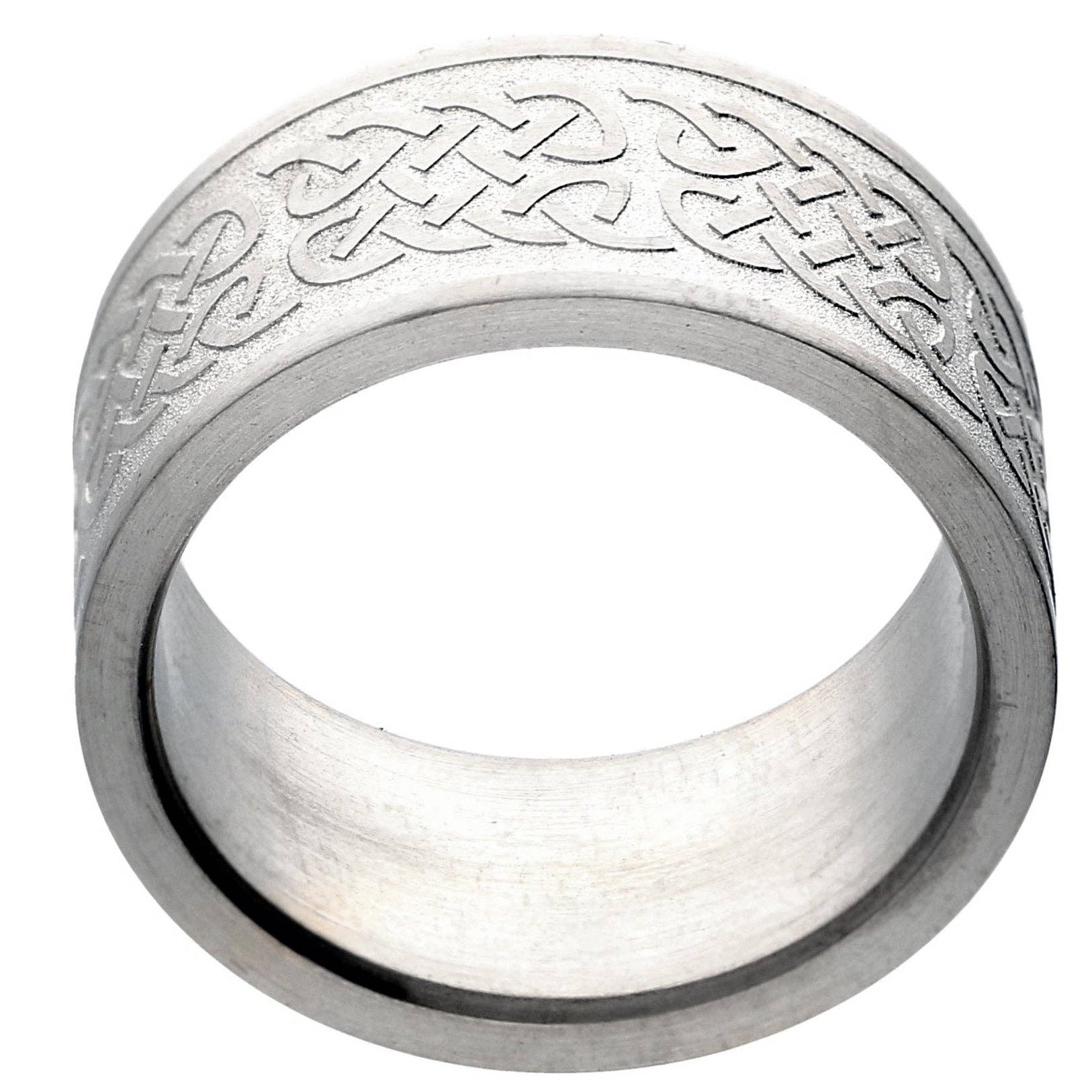 Silver Insanity – Anel de casamento por atacado – 10mm Amplo Nó Celtic Padrão Nó Celta Anel Aliança de Casamento Titânio1