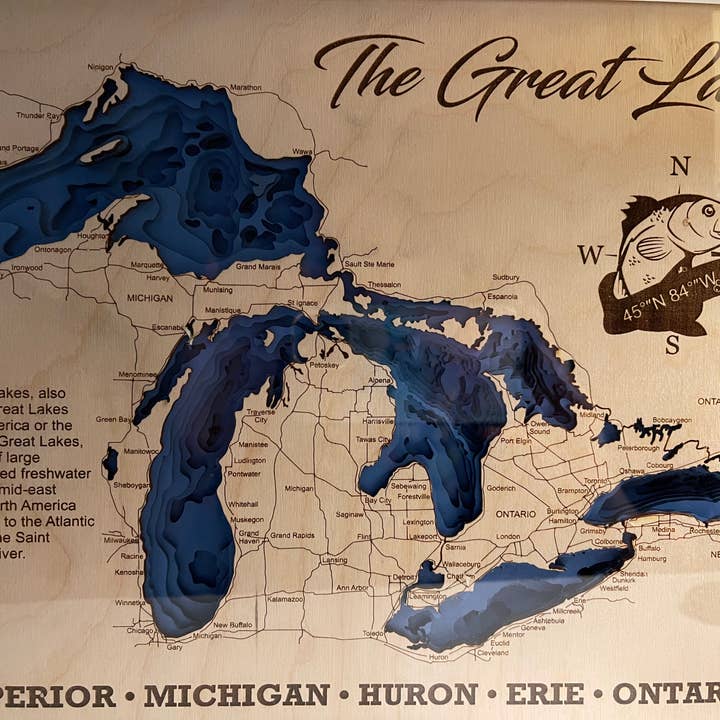 Michigan Proud Gifts - Wholesale Wall Accent - 3D Great Lakes Depth Chart Wall Hanging