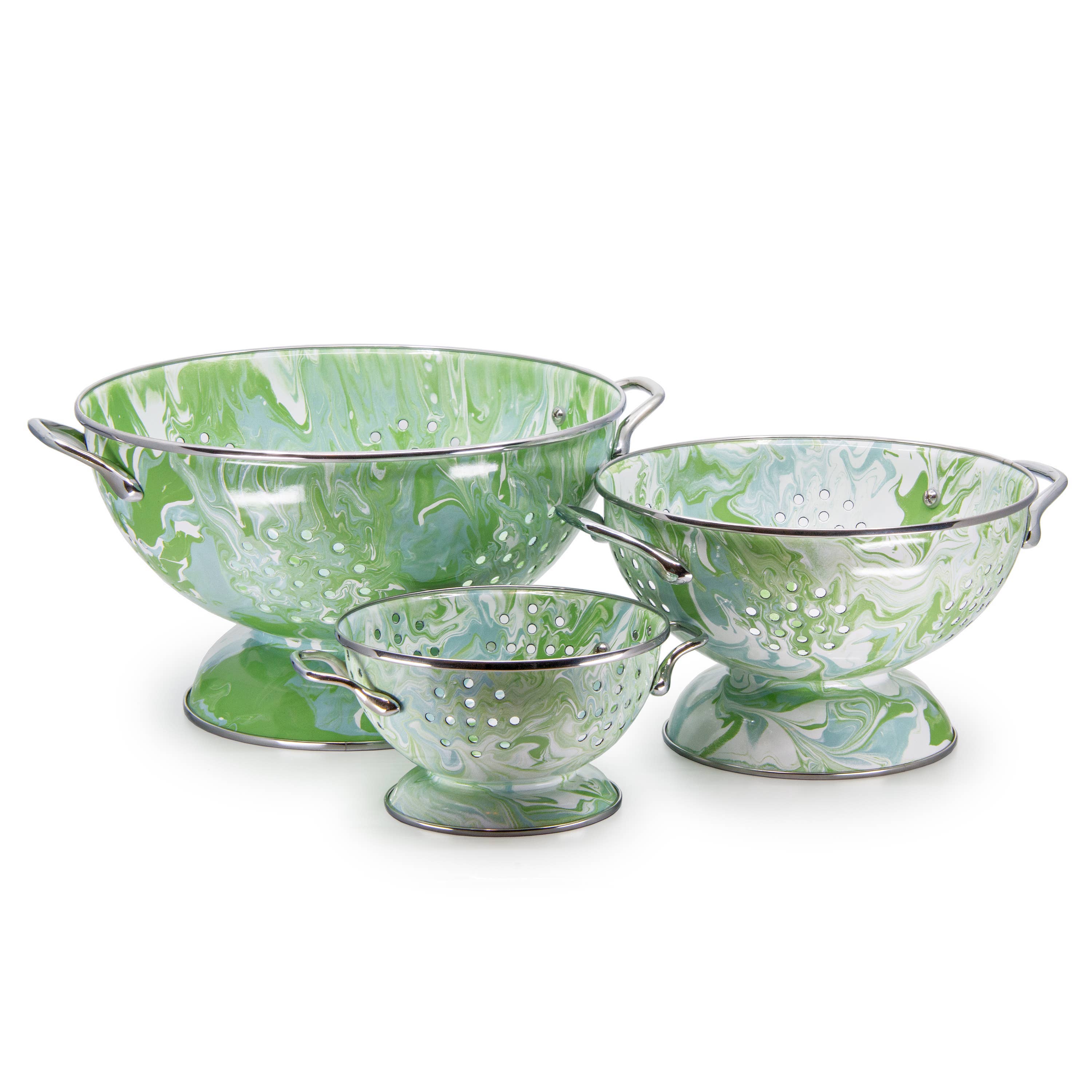 Crow Canyon Home - Wholesale Colander - Golden Rabbit Enamelware Modern Monet Set Of Colanders1