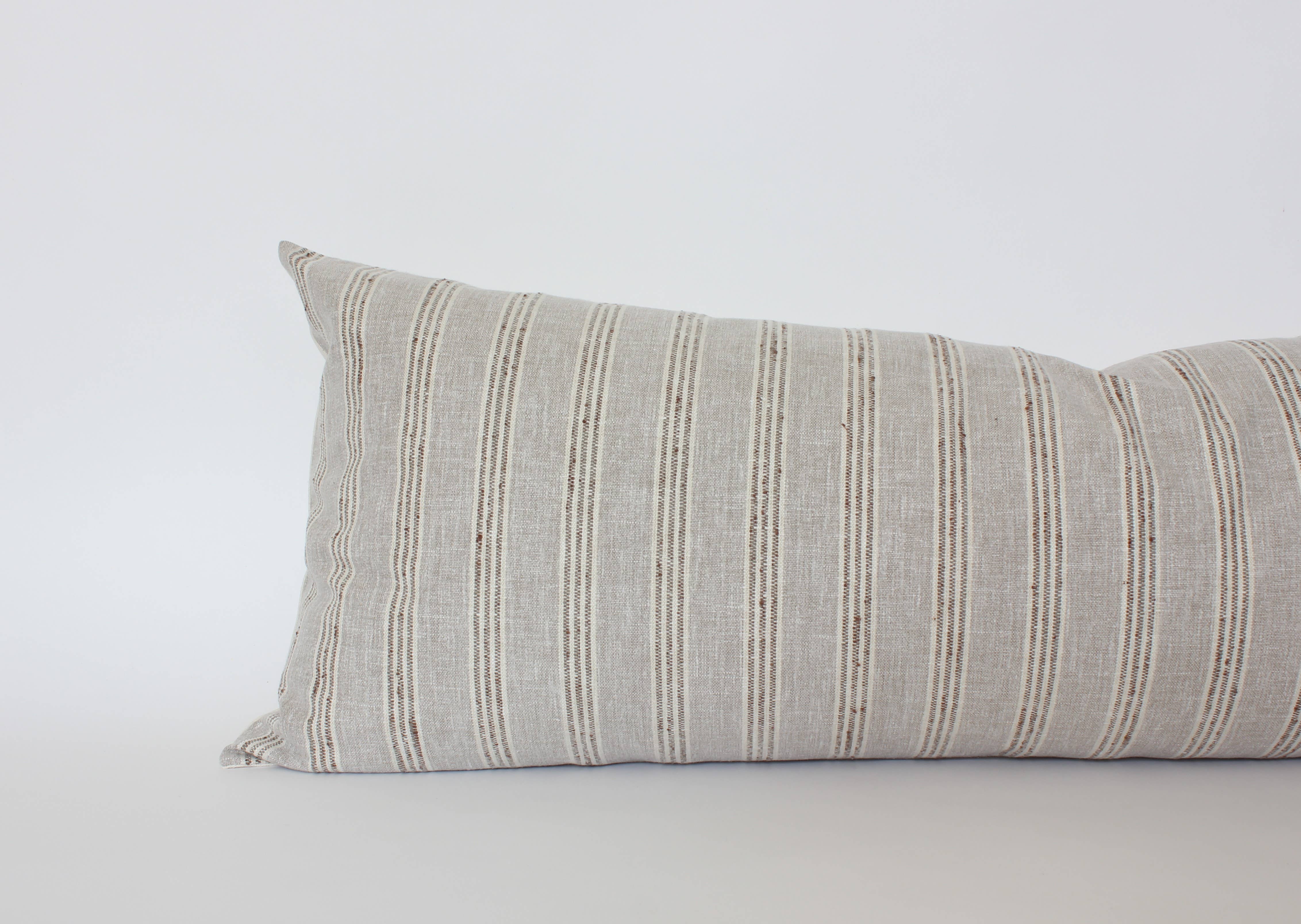 Textileish - Vente Housse de coussin - Housse de coussin lombaire à rayures neutres, coussin beige | Landyn 6
