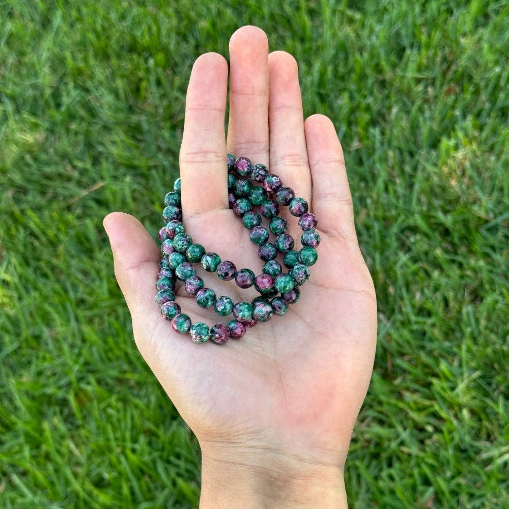 Earths Elements Wholesale - Wholesale Beaded Bracelet - Crystal Bracelet - 8mm Ruby Zoisite, pack of 51