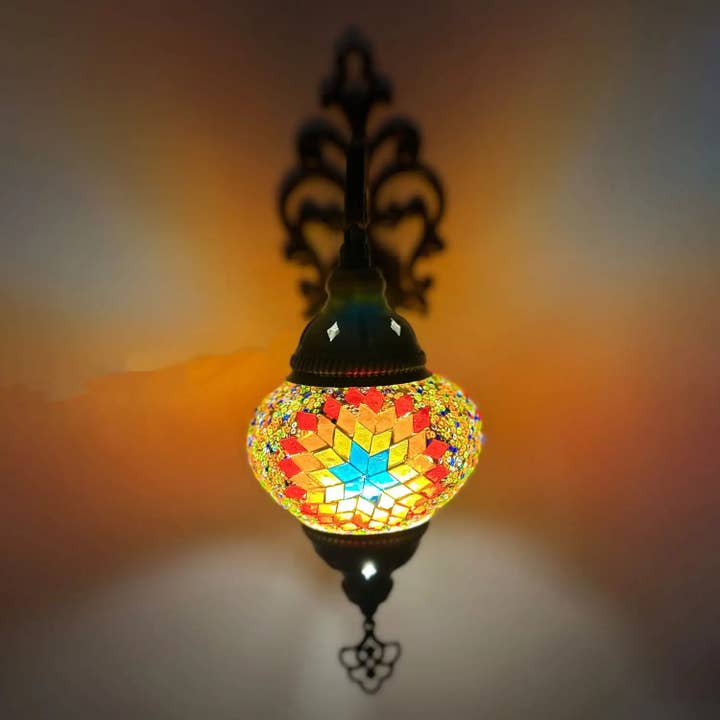 Væglampe Mosaik Tiffany Stil-Tyrkisk Lampe #2 for engroshandel hos Etnico del Mondo