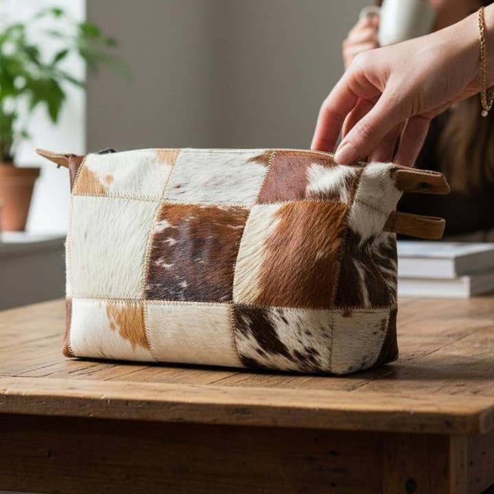 Animal Patterned Genuine Fur Calf Clutch Bag for wholesale by Sensibling Corp.