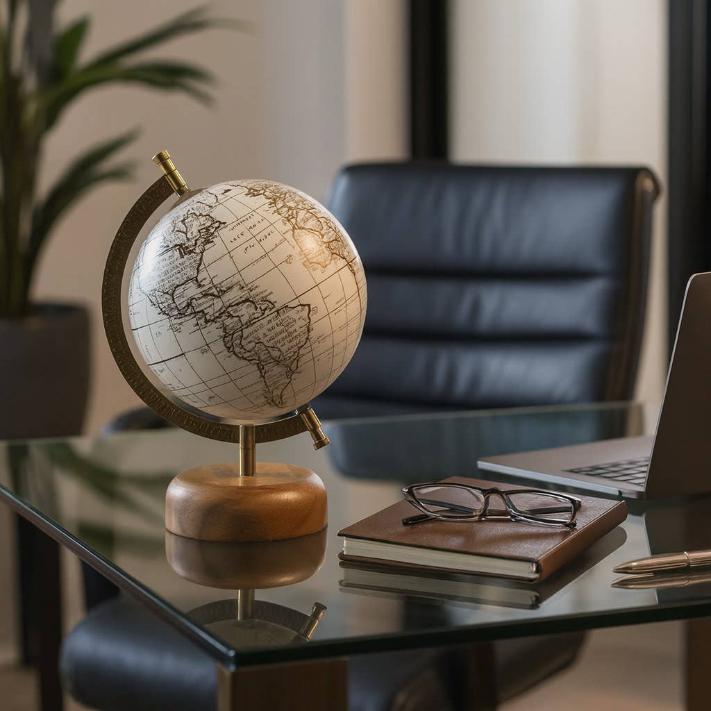 Sagebrook Home - Wholesale Desk Globe - Resin Wood Base Globe Sculpture - Natural, 10 in.0