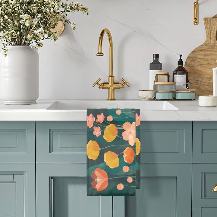 Green + Wildflower | Recycled Microfiber Waffle Tea Towel for wholesale by Paper Baristas