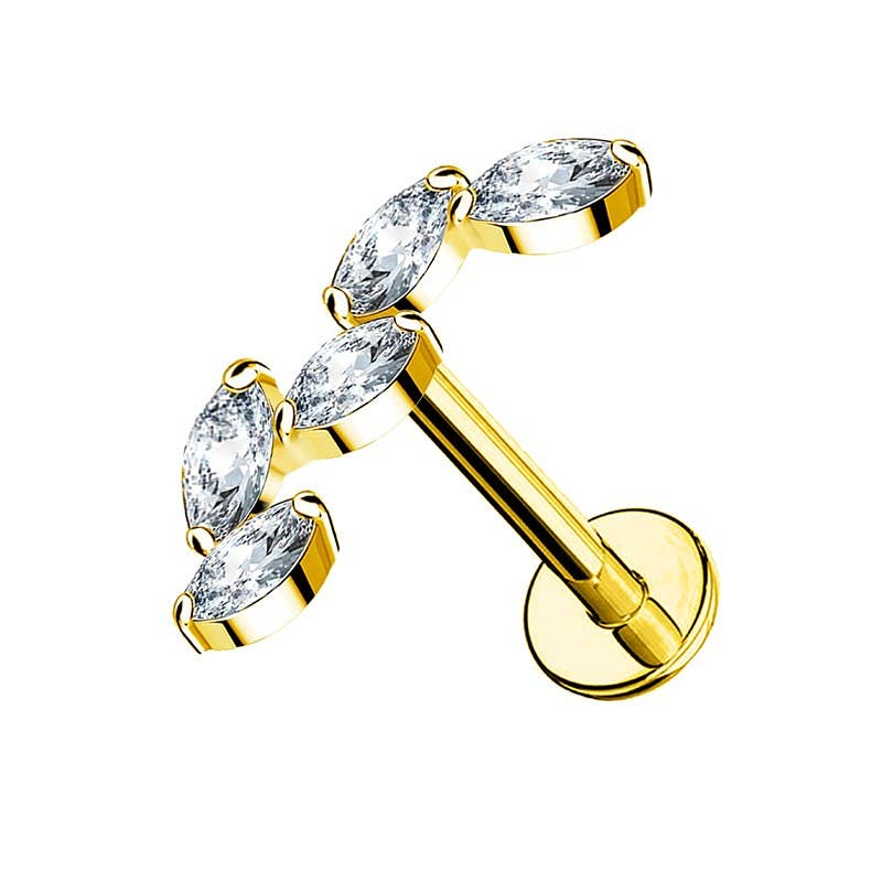 AMORINO SRL – Großhandel Lippenring – Labret-Piercing mit 5 Zirkonia-Blättern – JQ800L119