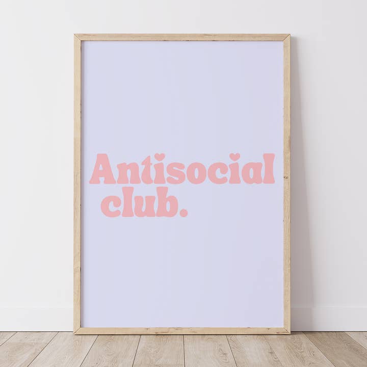 Antisocial Club for wholesale by Chalk & Ivy Prints