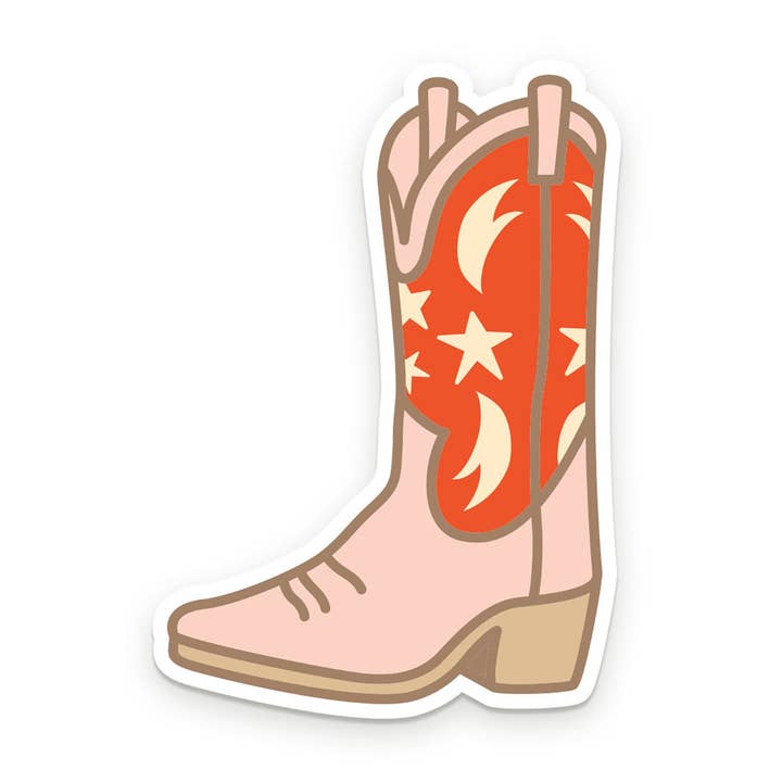Autocollant bottes de cow-boy pour la vente par Ruff House Print Shop