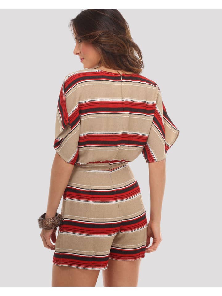 BanBat - Wholesale Romper - Women's - Striped jumpsuit with crochet details - AN-2601161