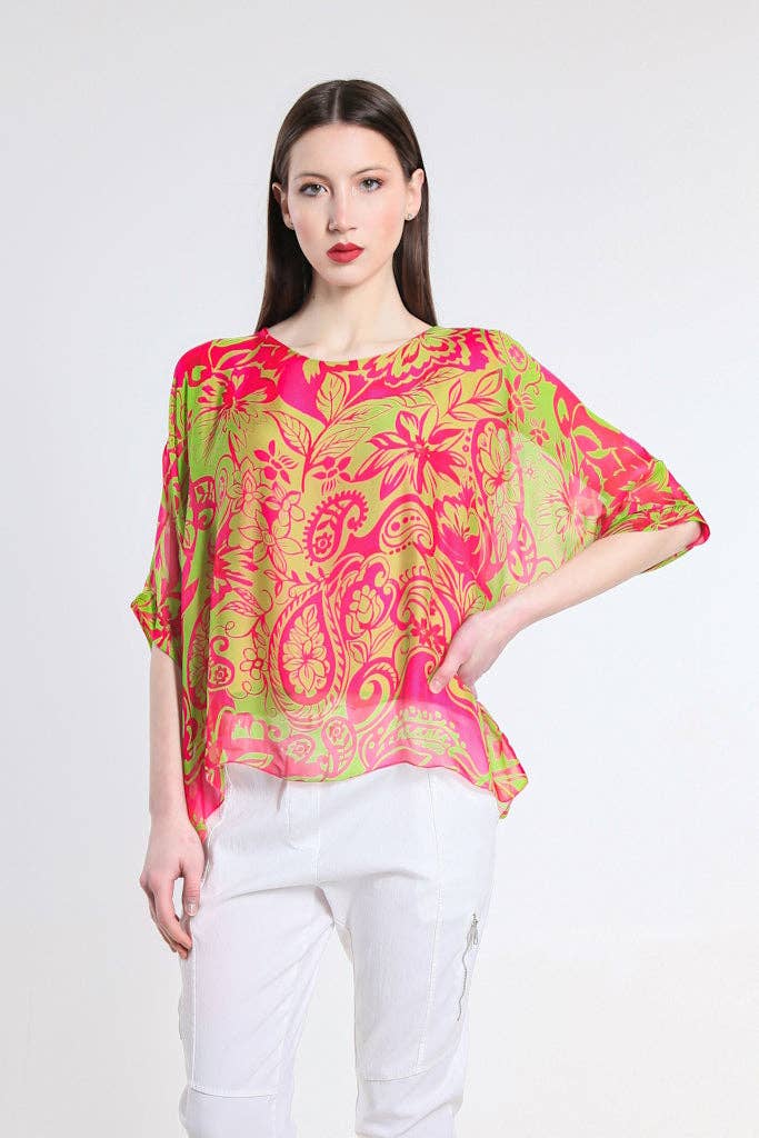 TINA Stephens Italy/Tees By Tina - Wholesale Kaftan - Women's - Marjorie Island Fantasy 3/4 Sleeve Slim Kaftan with Sim (BQ241F)8