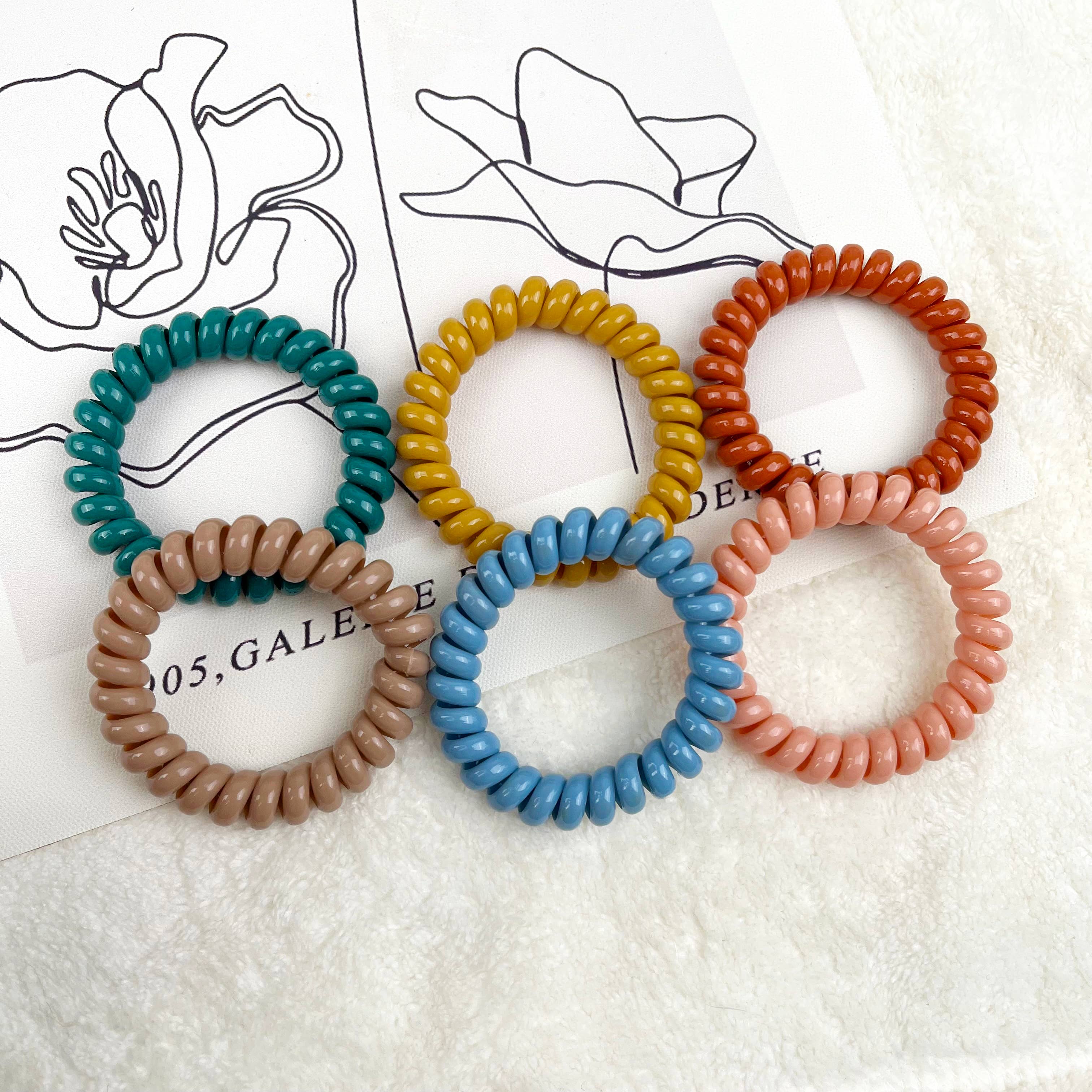 SoapElenGlen – wholesale Hair tie – 6PCS Candy Color Phone Wire Hair Tie Set2