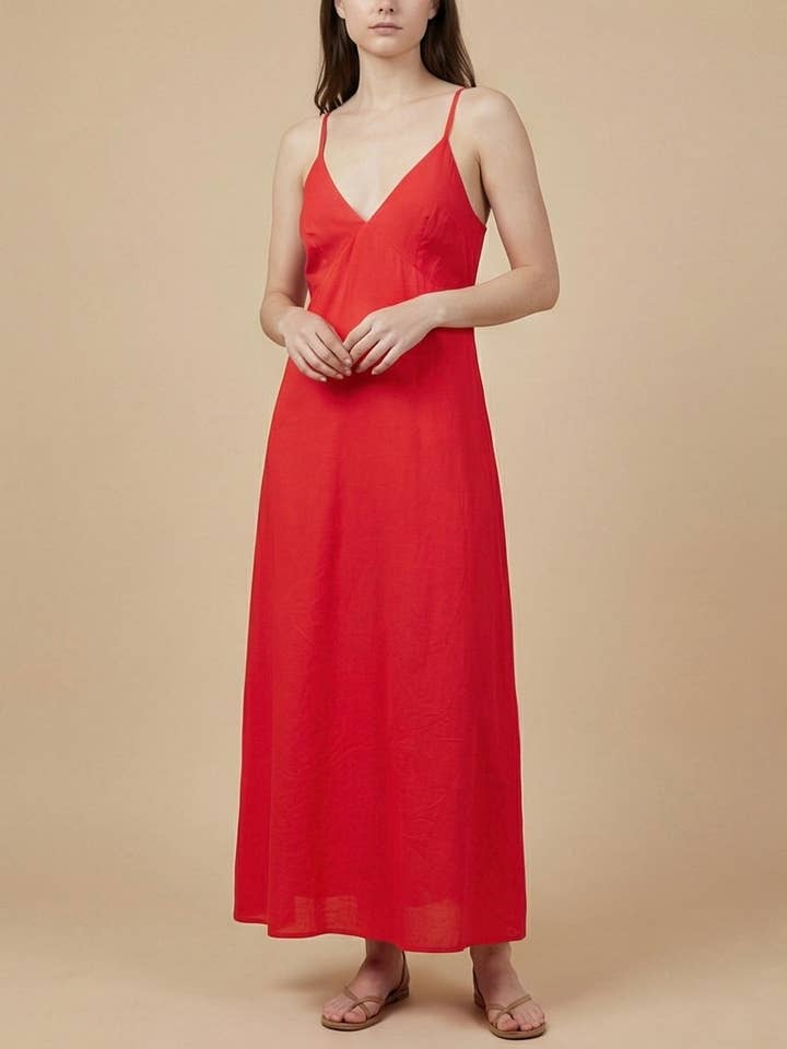 16754 rojo Vestidos largos sin mangas para venta al por mayor de Lilie Rose