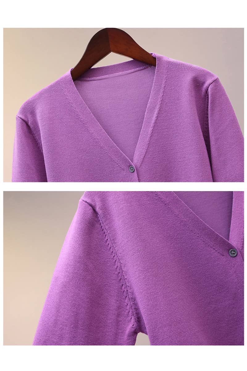 NINEXIS - Wholesale Cardigan - Women's - CWOCAL0333_Button Down Sleeve  V-Neck Cardigan Sweater8