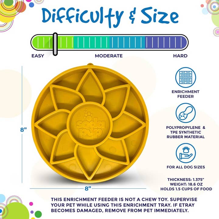 Sunflower Design eTray Enrichment Slow Feeder Tray for Dogs - Yellow for wholesale on Faire3