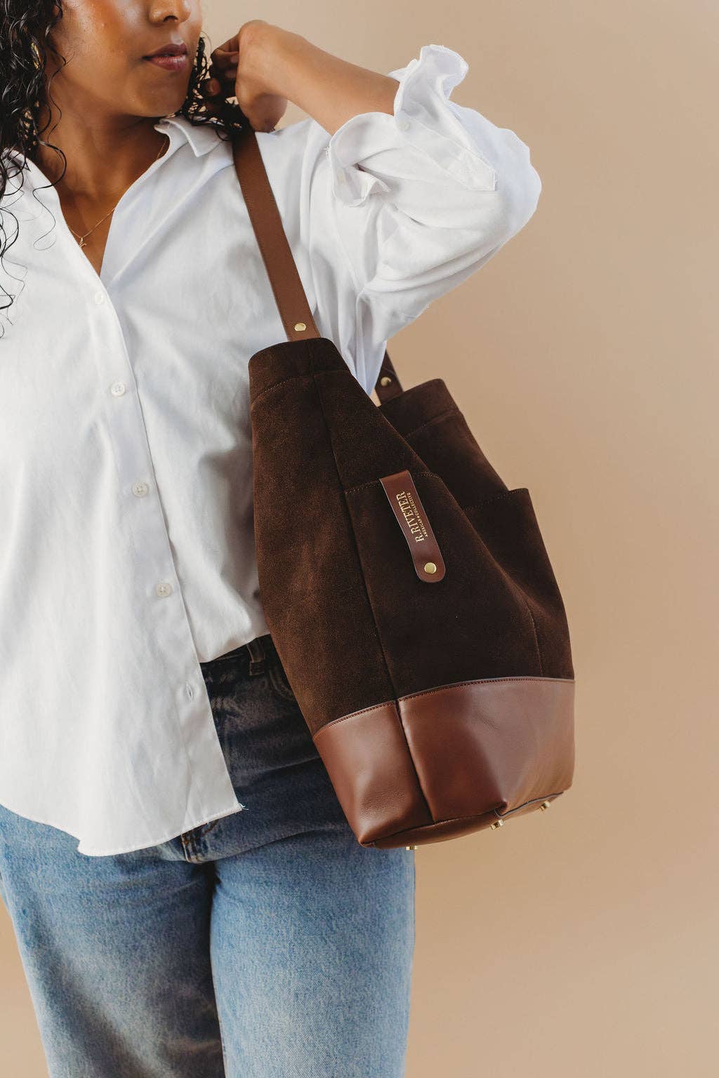 R.Riveter - Wholesale Crossbody Bag - Women's - Doyle | Coffee Suede + Brown7