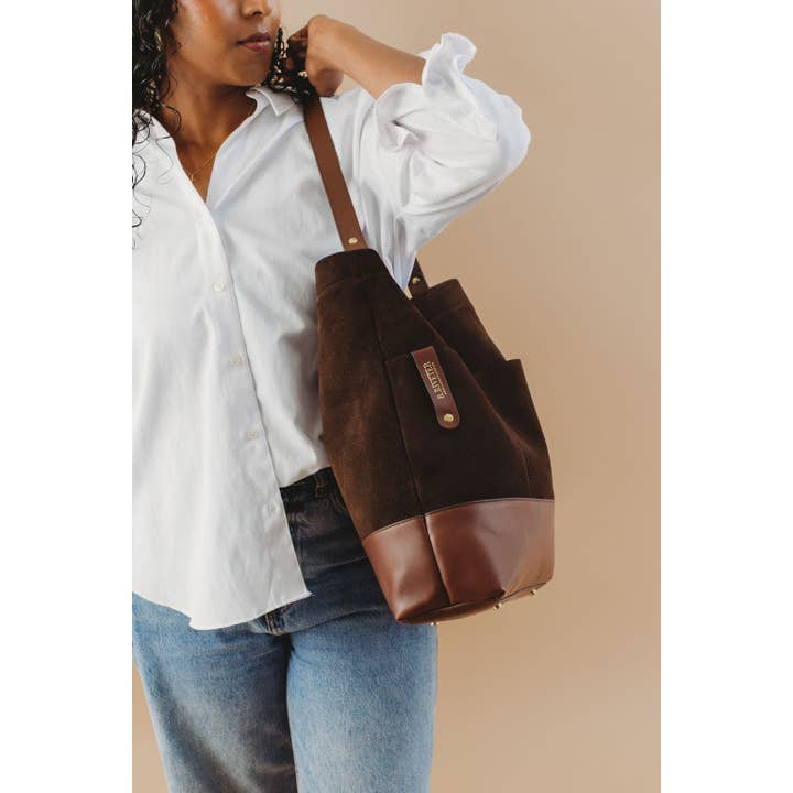 R.Riveter - Wholesale Crossbody Bag - Women's - Doyle | Coffee Suede + Brown7