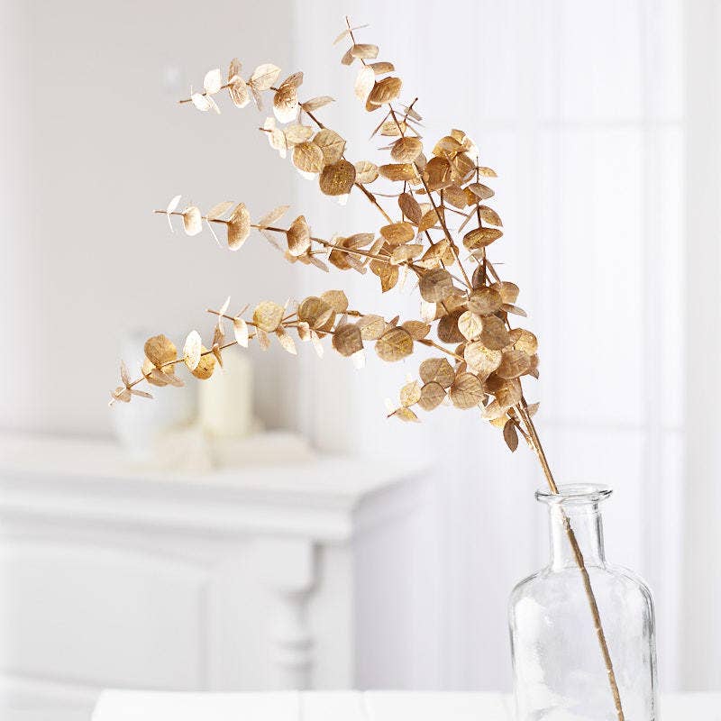 Factory Direct Craft - Wholesale Artificial Plant - 25-1/2"  Fake Metallic Gold Eucalyptus Spray2