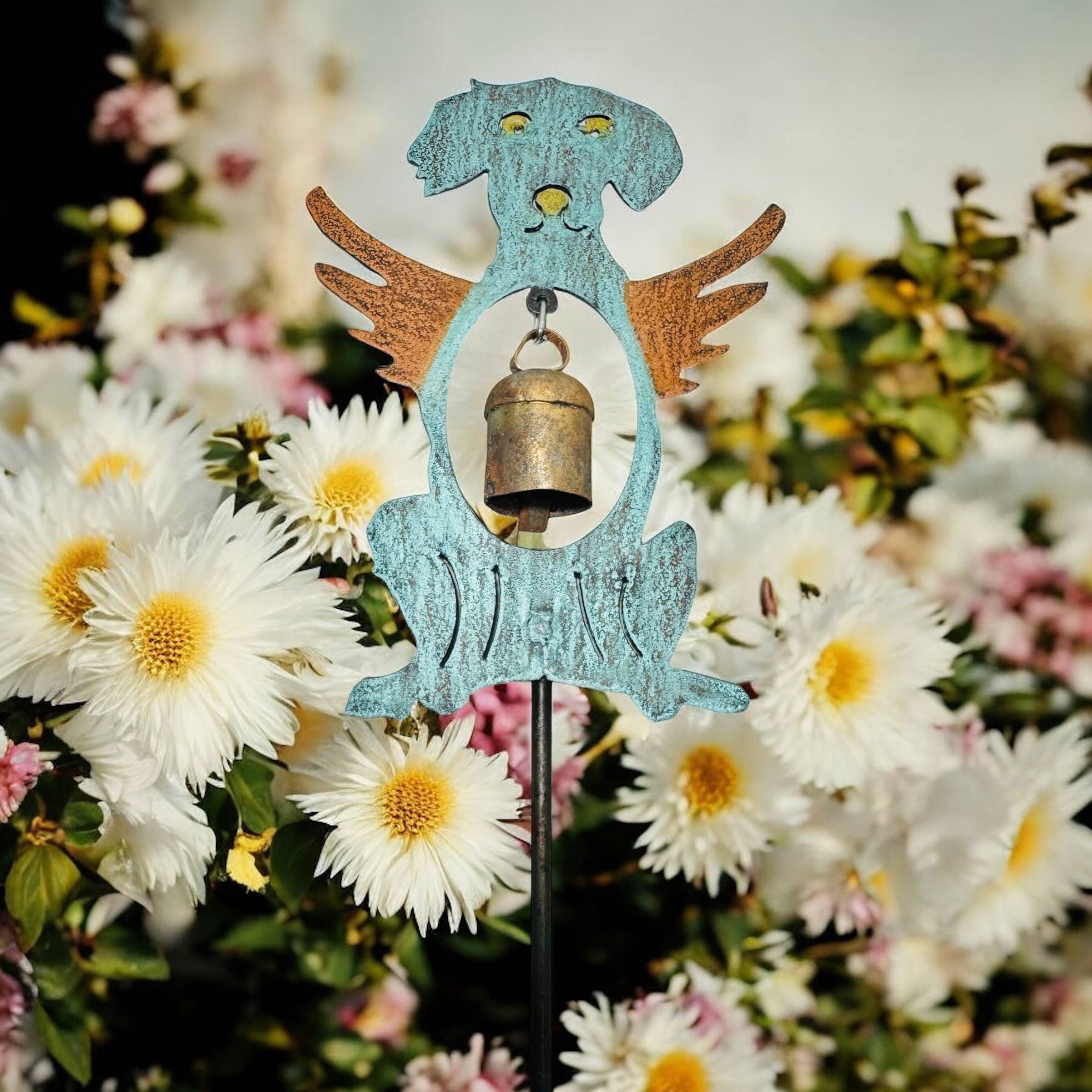 Whimsies - Wholesale Wind Chime - Dog plant stake bell Pet memorial metal dog gifts wind chime5