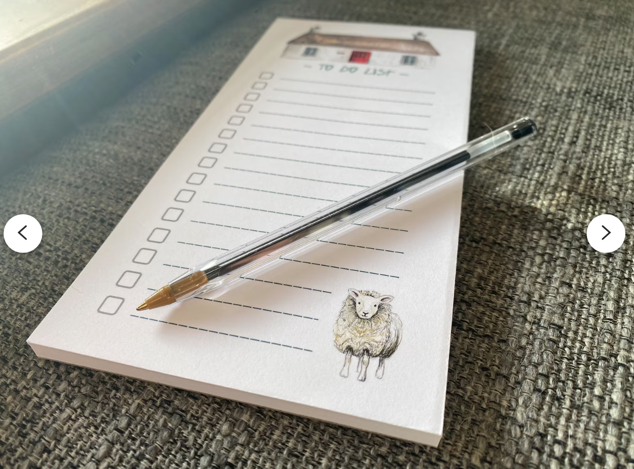 Catherine Redgate: Illustrator – wholesale Notepad – Scottish Bothy and Sheep List Pad - DL Stationery To Do List1