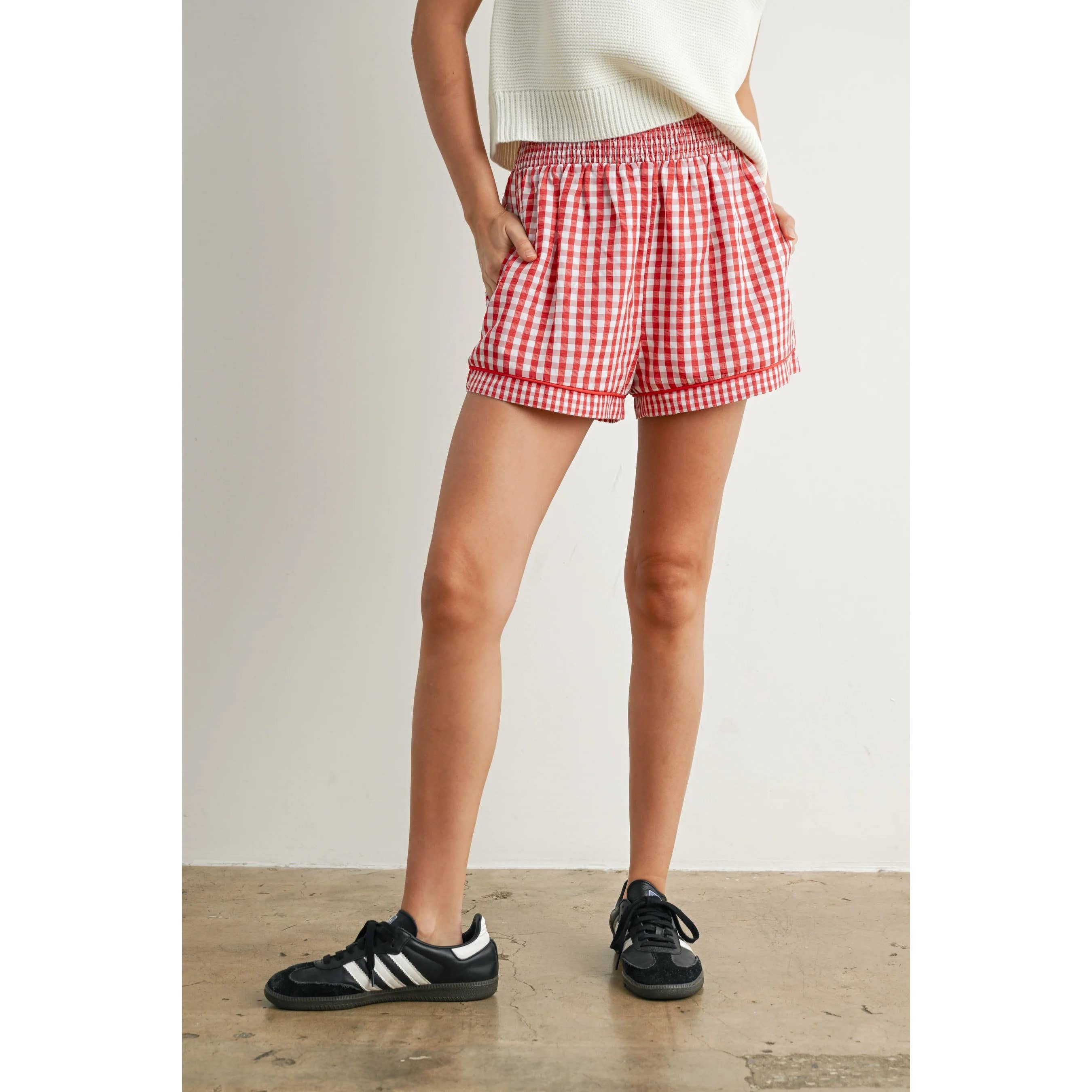 Apolline - Wholesale Shorts - Women's - Garterized Gingham Shorts Classic Charm Effortless Comfort10