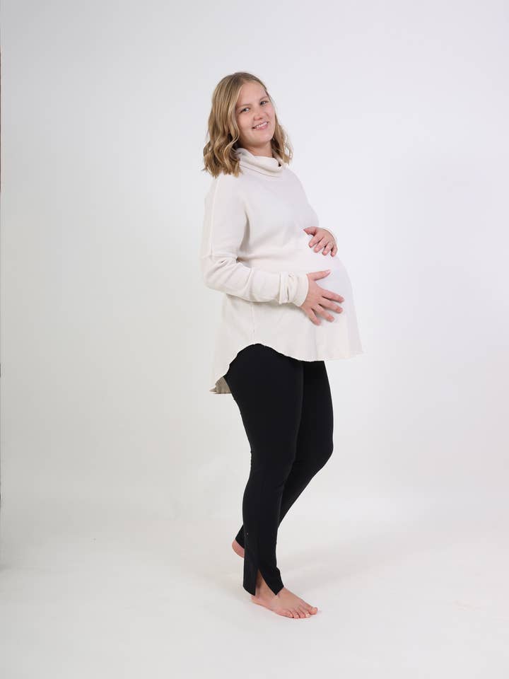 DELILAH || THERMAL LONG SLEEVE COWL NECK MATERNITY TOP || BIRCH for wholesale by RASKANA