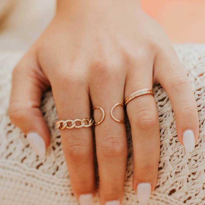 Hello Adorn – Großhandel Band/Stapelring – Drehring | 14-karätige Goldfüllung+Sterlingsilber2